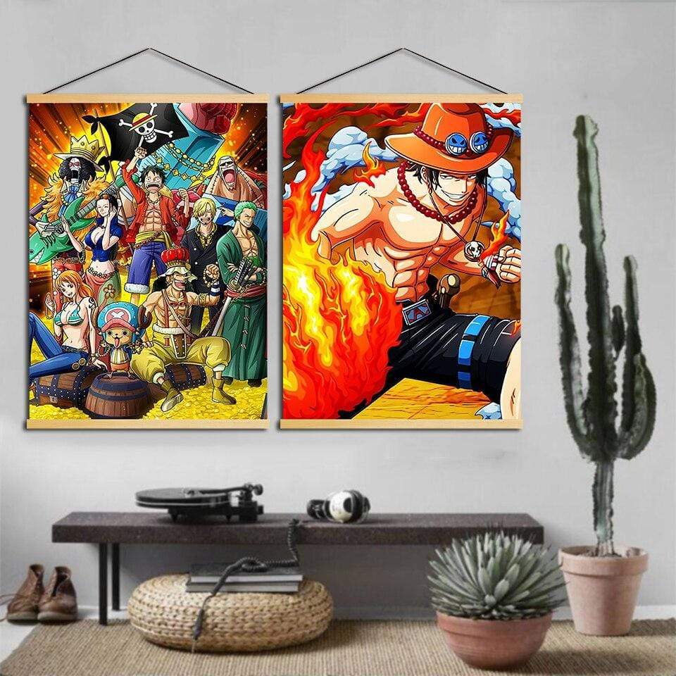 Poster One Piece Ace Poing Flamme