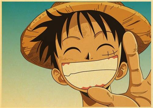 Poster One Piece Luffy Avec Un Grand Sourire 35X50cm