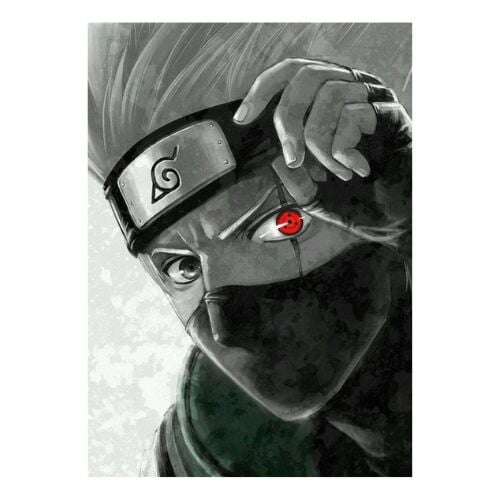 poster noir et blanc naruto oeil rouge