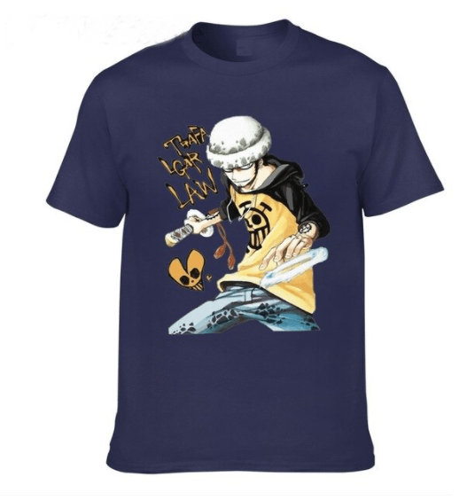 T-Shirt One Piece Trafalgar Law bleu marrine