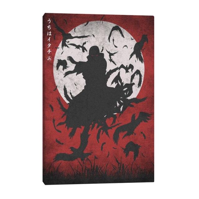 Tableau Naruto Itachi Uchiwa Corbeau 